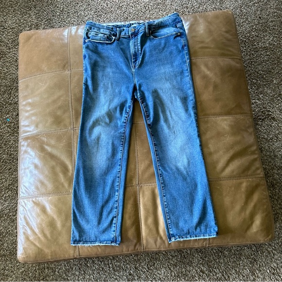 Good American Jeans Womens ALWAYS FITS GOOD LEGS STRAIGHT 14-18 Distressed Blue - Picture 1 of 13